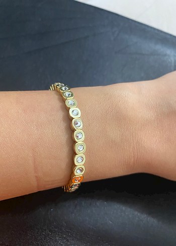 Altın Renkli Noktalı Boncuklu Kadın Bileklik - Görsel 3