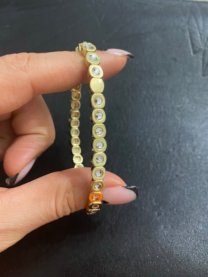 Altın Renkli Noktalı Boncuklu Kadın Bileklik - Görsel 5