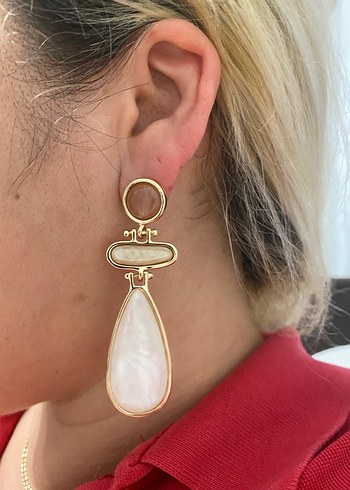 Bej Uzun Boncuklu Bohem Küpe - Görsel 6