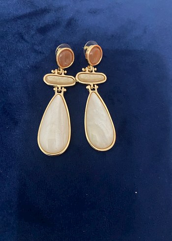 Bej Uzun Boncuklu Bohem Küpe - Görsel 3