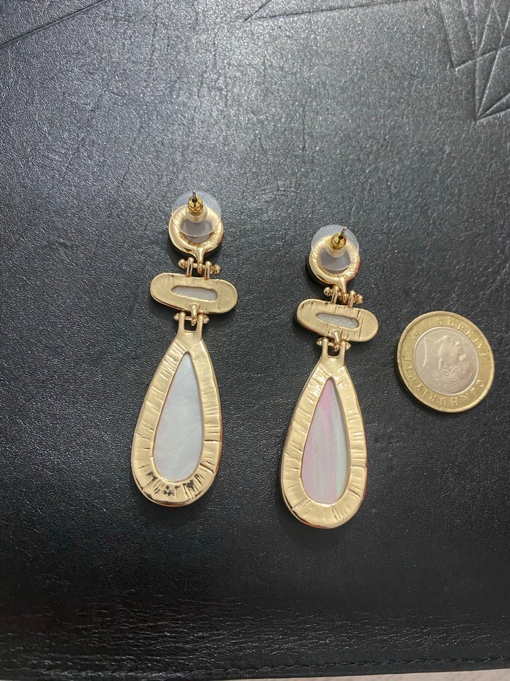 Bej Uzun Boncuklu Bohem Küpe - Görsel 2