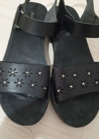 Tokalı Siyah Kadın Sandalet - Görsel 2