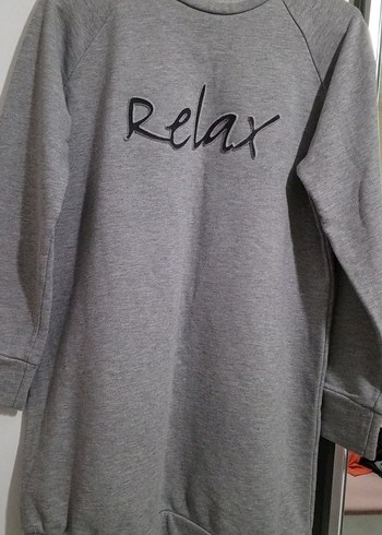 Gri Kadın Relax Baskılı Uzun Kollu Sweatshirt - Görsel 2