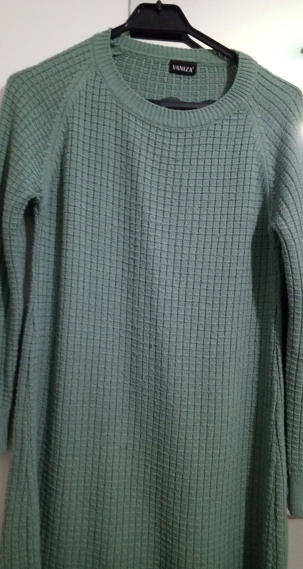 Gri Uzun Örgü Kadın Kazak - Görsel 2