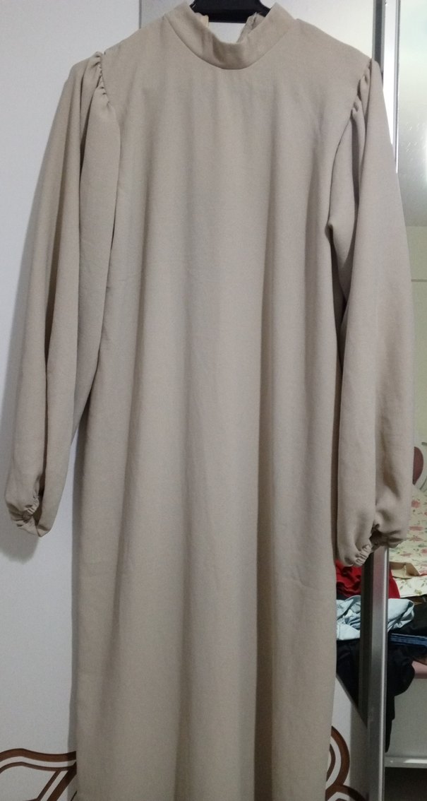 Bej Uzun Kollu Salaş Elbise - Görsel 2