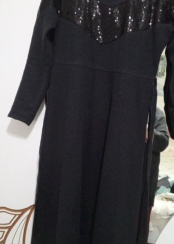 gri Uzun Kollu Nakışlı Kadın Elbise - Görsel 2