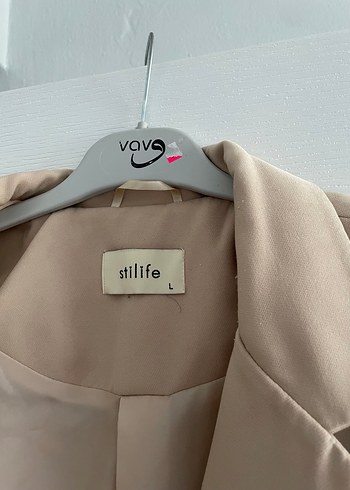 Bej Düğmeli Kadın Blazer Ceket