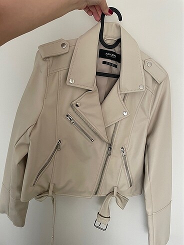 Pull & bear krem rengi deri ceket