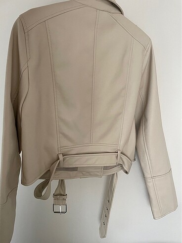 Pull and Bear Pull & bear krem rengi deri ceket