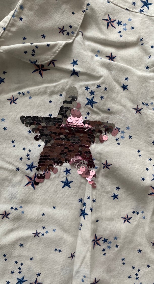 Düğmeli, Baskılı Beyaz Kadın Gömlek - Görsel 2