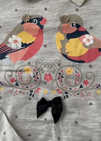 Kız Çocuk Gri Uzun Kollu Baskılı Gömlek - Görsel 3