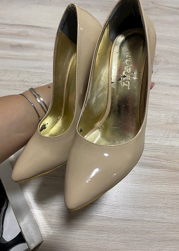 38 Beden ten rengi Renk Bej Topuklu Stiletto Kadın Ayakkabı