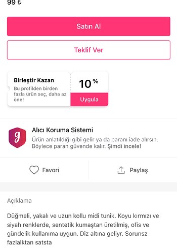 LC Waikiki Uzun Kollu Siyah-Kırmızı Gömlek Tunik