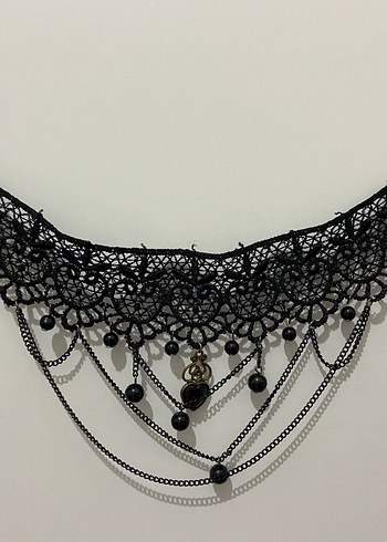 Y2k kolye Uzun Zincir Detaylı Siyah Gotik Kolye