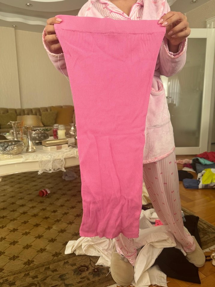 Pembe Midi Triko etek - Görsel 2