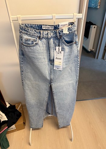 Stradivarius Midi Denim Etek