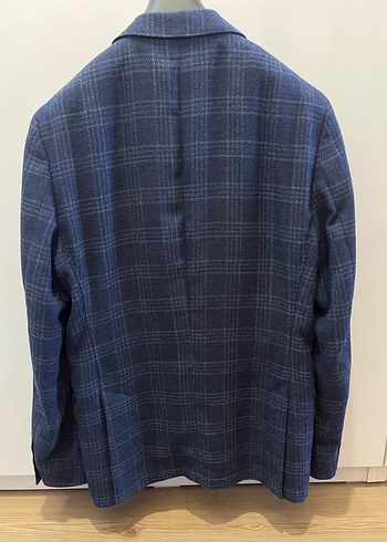 Erkek Lacivert Ekose Desenli Slim Fit Takım Ceket - Görsel 2