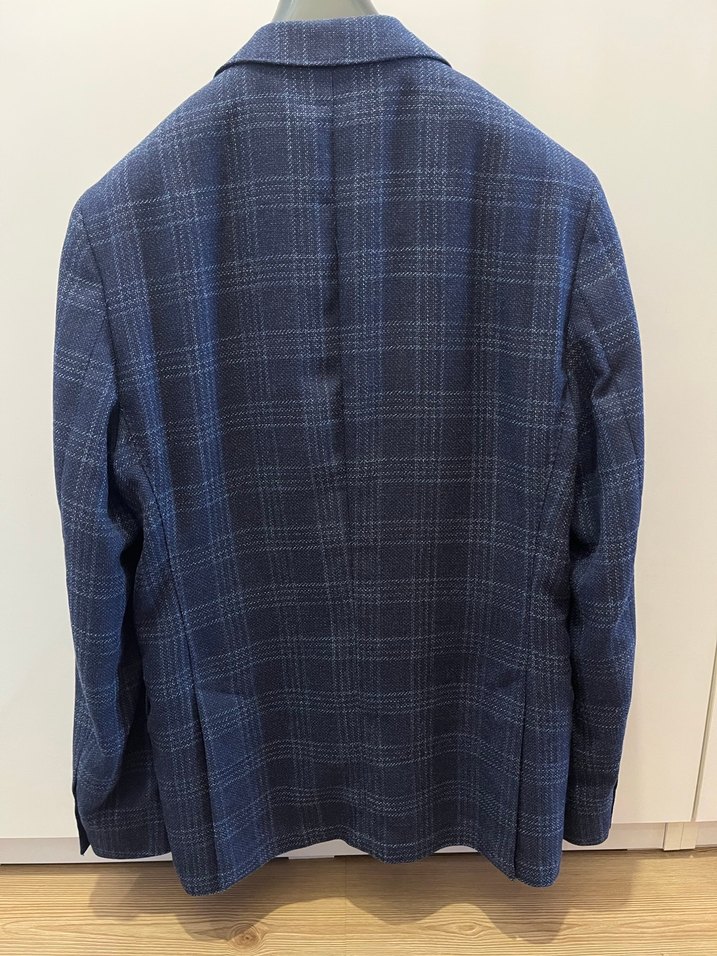 Erkek Lacivert Ekose Desenli Slim Fit Takım Ceket - Görsel 2