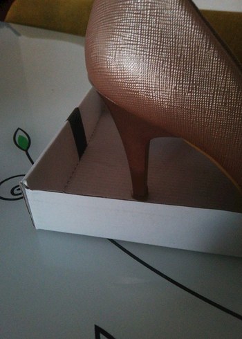 Bej Deri Stiletto Kadın Topuklu Ayakkabı - Görsel 3
