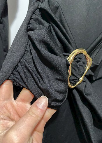 Siyah Kemer Detaylı Mini Elbise - Görsel 3