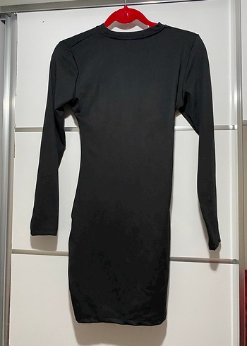 Siyah Kemer Detaylı Mini Elbise - Görsel 2