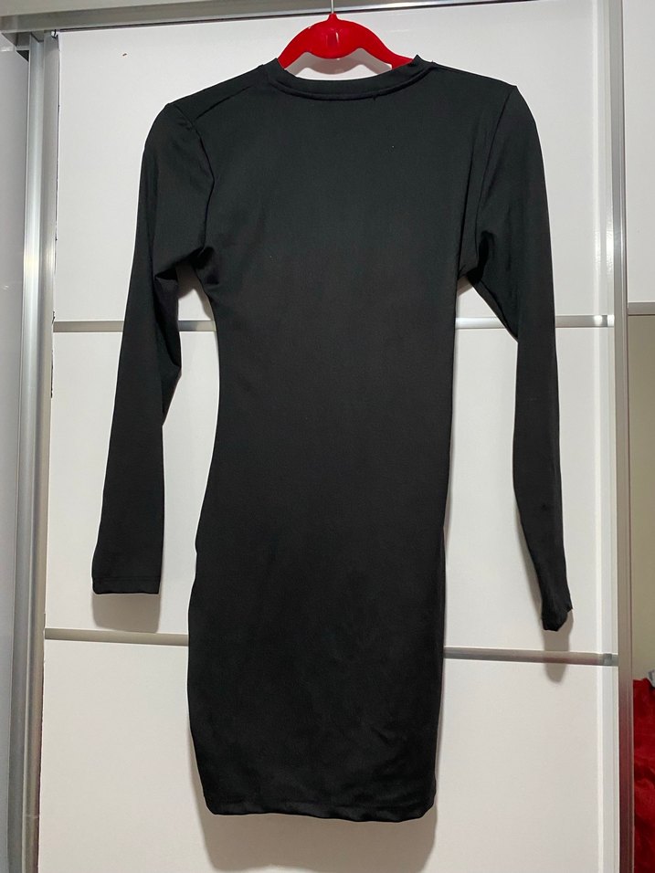 Siyah Kemer Detaylı Mini Elbise - Görsel 2