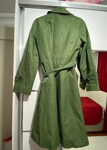 Kadın Parlak Yeşil Midi Trençkot - Görsel 2