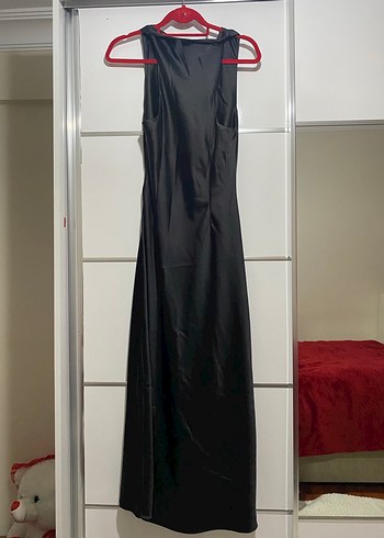 Zara siyah uzun saten elbise - Görsel 2