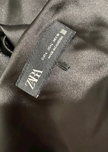 Zara siyah uzun saten elbise - Görsel 3