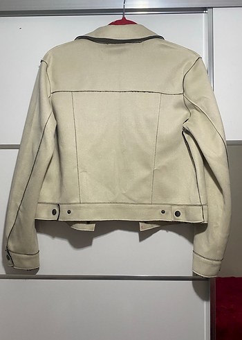 Bej Süet Düğmeli Kadın Ceket - Görsel 2