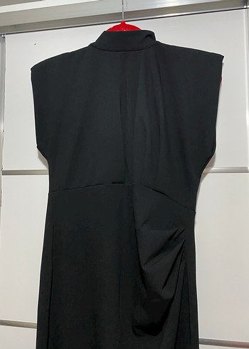 Siyah midi elbise - Görsel 4