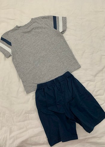 Gri Baskılı Kısa Kollu Bebek Takımı - Görsel 2