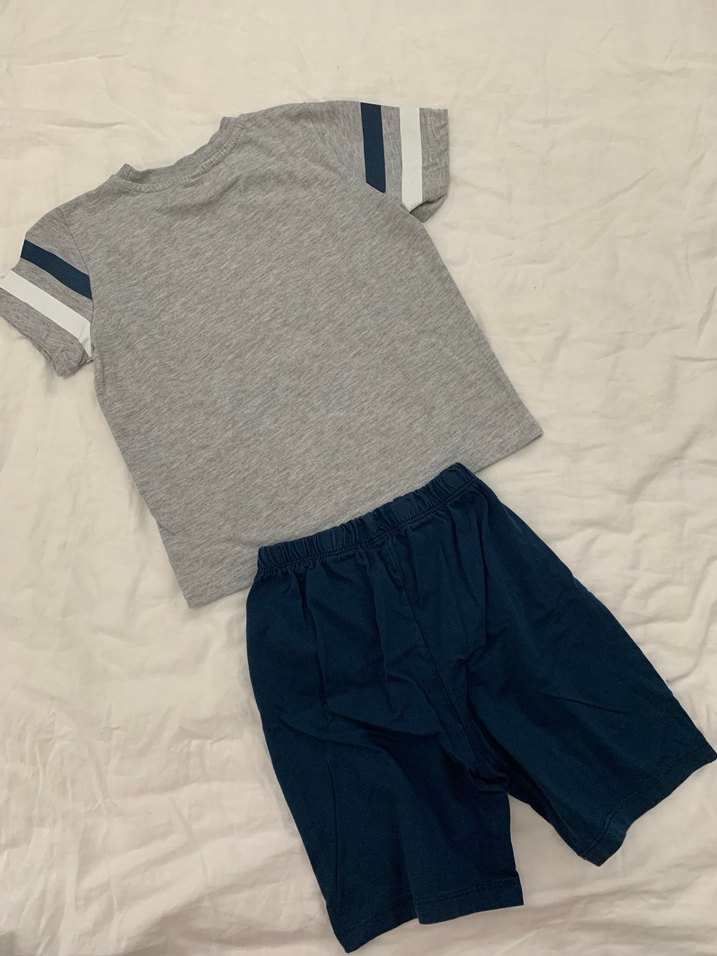 Gri Baskılı Kısa Kollu Bebek Takımı - Görsel 2