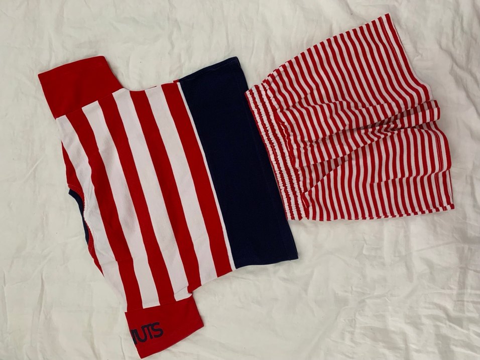 Bebek Erkek Kırmızı Çizgili Pamuklu Takım - Görsel 2