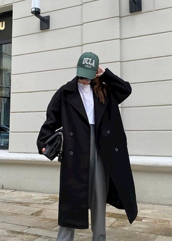 m Beden siyah Renk Oversize Siyah Kaban