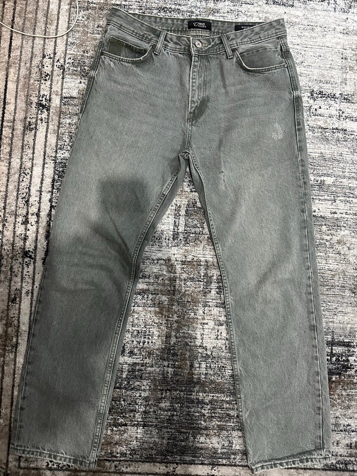 Gri Regular Fit erkek denim  Pantolon - Görsel 3