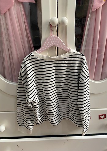 Mango Kız Çocuk Çizgili sweatshirt - Görsel 2