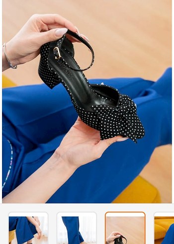 Diger Kadın Lacivert Puantiyeli Topuklu Ayakkabı - Görsel 2