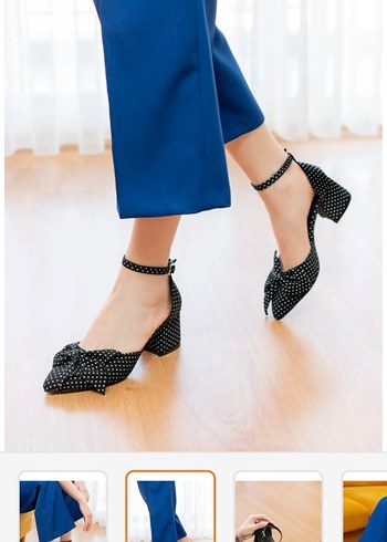 Diger Kadın Lacivert Puantiyeli Topuklu Ayakkabı - Görsel 3