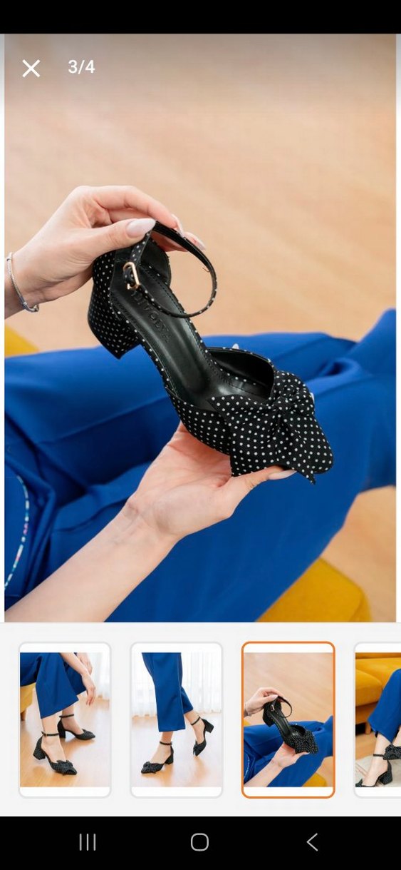 Diger Kadın Lacivert Puantiyeli Topuklu Ayakkabı - Görsel 2