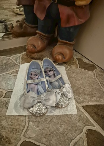 Elsa Kız Çocuk Gri Simli Babet Ayakkabı - Görsel 6