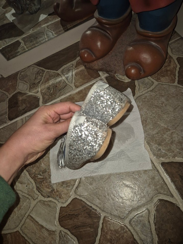 Elsa Kız Çocuk Gri Simli Babet Ayakkabı - Görsel 4