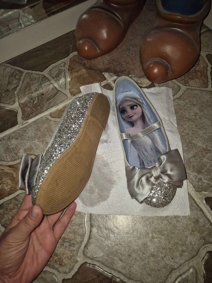 Elsa Kız Çocuk Gri Simli Babet Ayakkabı - Görsel 3