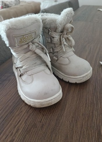 25 Beden camel Renk Bej Süet Kız Çocuk Botu, Cırtlı, Peluş Astarlı
