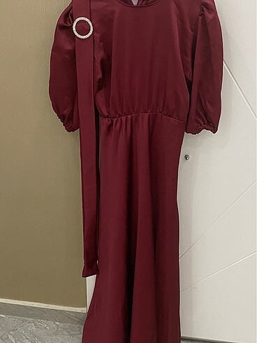 l Beden Bordo sıfır dikim elbise