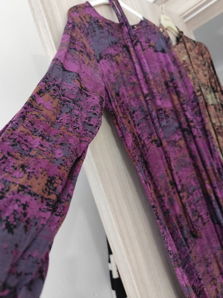 Uzun Bohem Kadın Elbise -  Bağlama Desenli - Görsel 3