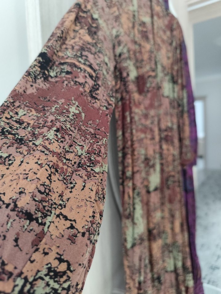 Uzun Bohem Kadın Elbise -  Bağlama Desenli - Görsel 2