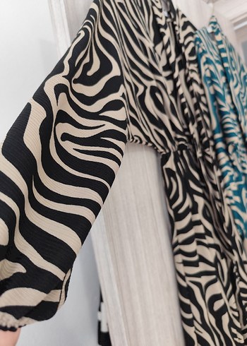 Bohem Tarz Zebra Desenli Uzun Elbise - Görsel 2