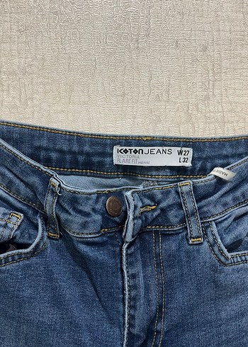 Düğmeli Gri Mavi Kadın Kot Pantolon
