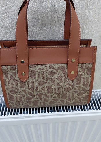 Nautica Baskılı Kahverengi Deri Kadın Çanta - Görsel 5